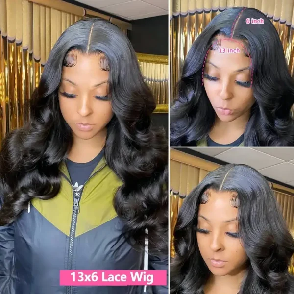 HD Transparent Body Wave Lace Front Wig 200 Density Human Hair - Image 3
