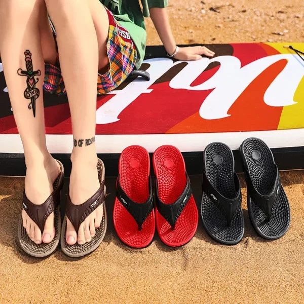 Luxury Breathable Massage Flip Flops for Men Size 46 Summer Sandals - Image 5