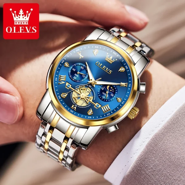  2856 Men's Quartz Flywheel Skeleton Chronograph Moon Phase Watch - Stylish Timepiece for Every Occasion - Image 4