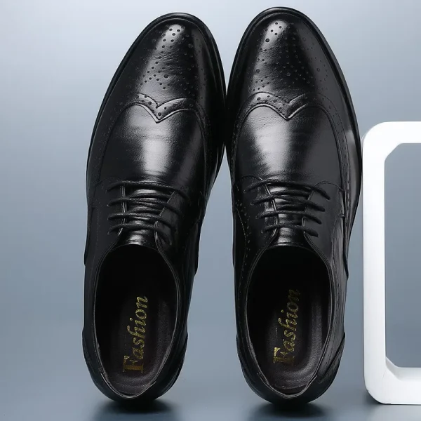 Handcrafted Men's Oxford Brogue Shoes in Genuine Calfskin Leather - Image 3