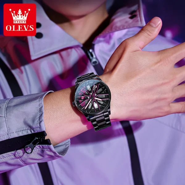  9937 Men's Waterproof Quartz Watch with Rotatable Hub Dial Luminous - Image 3