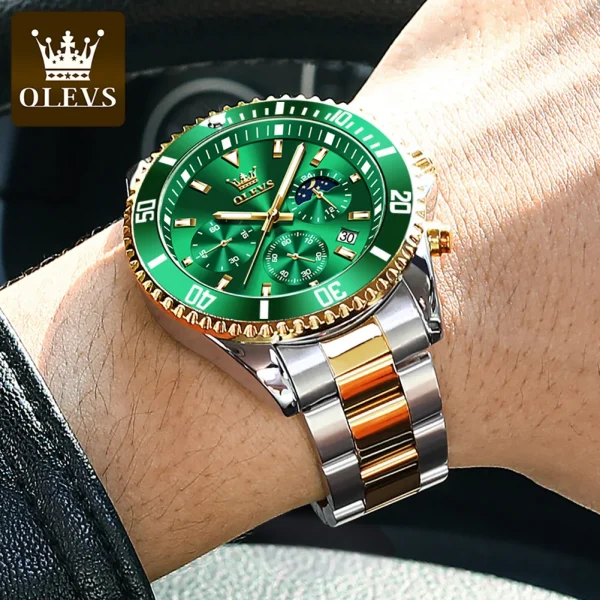  Men's Luxury Waterproof Quartz Watch with Luminous Moon Phase Date - Image 3